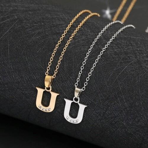 30pcs Lucky mom gift Letter U Family name Initial alphabet pendant Necklace Stainless steel alloy 26 English word sign jewelry