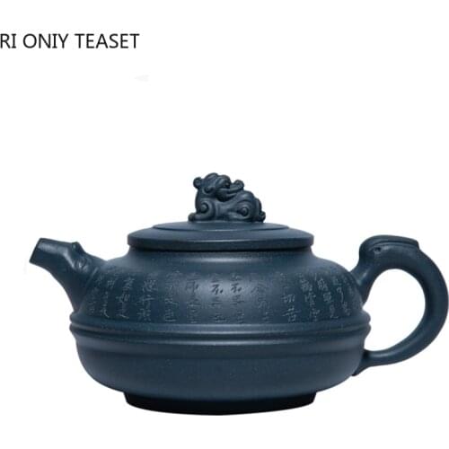 370ml Traditional Yixing Purple Clay Teapot Raw Ore Azure Mud Filter Tea Pot Zisha Beauty Kettle Chinese Tea Table Supplies
