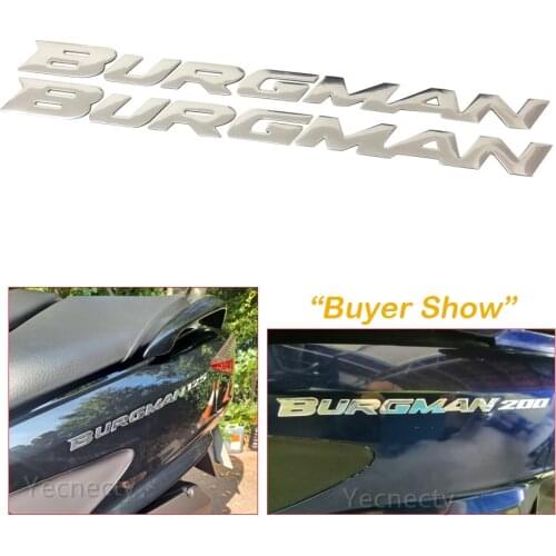 Yecnecty 1 Set 3D Chrome Motorcycle Emblem Badge Decals Scooter Reflective Stickers For Suzuki Burgman AN125 AN200 AN400 AN650