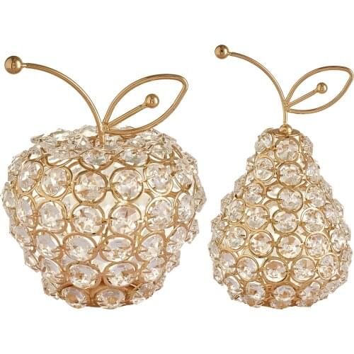 3D Bling Rhinestone Crystal Pear Apple Ornament Home Wedding Decor Bday Gifts Shiny Rhinestone Crystal Desk Tabletop Decoration
