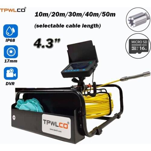4.3inch Screen Sewer CCTV Inspection Camera System With DVR Function 10-50m Cable Reel 17mm Industrial Inspection Camera