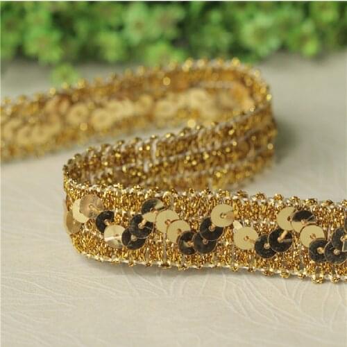 5Meters/lot width 2CM Silver/golden sequins lace ribbon quilting DIY handmade sewing fabric clothing edge material A029