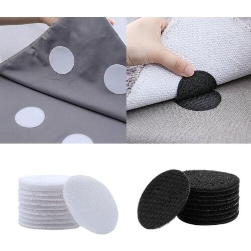 5 Pairs Carpet Sticky Pads Rug fixing glue Anchors Adhesive Fabric Loop Carpet Tape and Hook Non-Slip Mounting T5J4