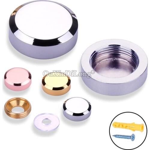 50PCS Designed Silver/Gold/Rose Gold Pure Brass Advertisement Nails Acrylic Glass Mirror Nails Screws Decoration Cover Caps DIY