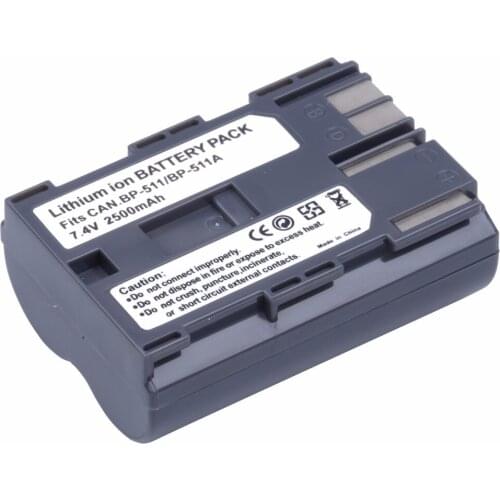 2500mAh BP-511 BP511A BP511 Rechargeable Battery Batteries for Canon MVS 100i 150i 2i 1i ZR20 25MC 30MC 50MC G1 G2 G3 Camera