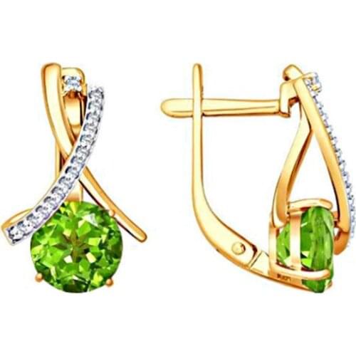 Blaike Dainty Green Round Zircon Earrings For Women Crystal Stone Earrings Wedding Party Jewelry Gifts