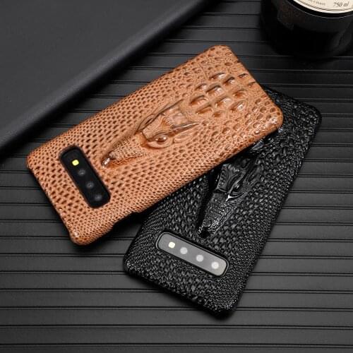 Case For Samsung Galaxy S10 Plus Luxury 3d Crocodile Skin Pattern Hard Protective Genuine Leather Back Cover Case