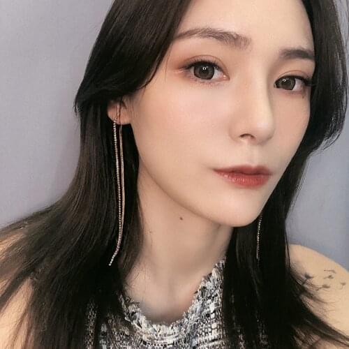 Long Starry Bling Rhinestone Snake Bone Chain Golden Silver Plated Women Alloy Dangle Earrings & Drop Earrings