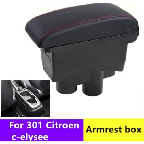 For Peugeot 301 Citroen NEW c-elysee armrest box 2012-16r 2013 2014 2015 Dual laye With USB