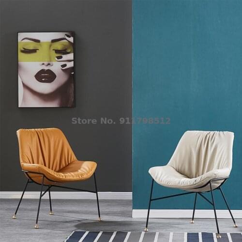 Homer light luxury leather dining chair nordic casual makeup dressing table chair home modern simple and comfortable soft back