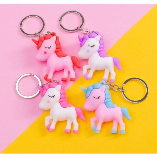 INS unicorn doll key chain couple creative key chain bag pendant PVC soft rubber key chain jewelry