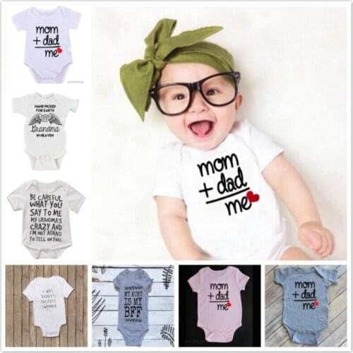 Newborn Toddler Baby Boy Girl Dad+Mom = Me Outfit Costume Romper Short Sleeve Clothes Baby Roupa De Bebe Infant Jumpsuits 0-24M