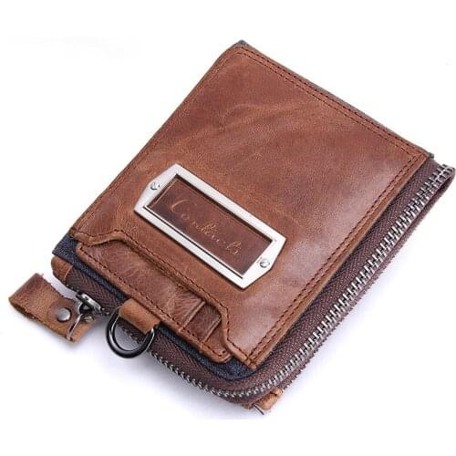 Leather Short Mens Wallet European and American Style Coin Purse Crazy Horse Leather Cross Wallet