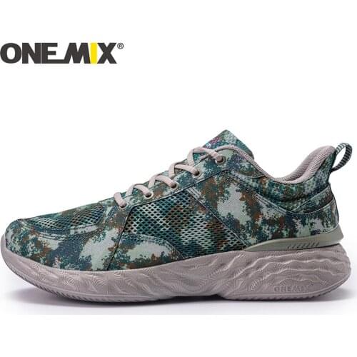 ONEMIX Running Shoes Men Non-slip Outdoor Athletic Training Shoes Breathable Mesh Sneakers Light Camouflage Womens Sport Shoes