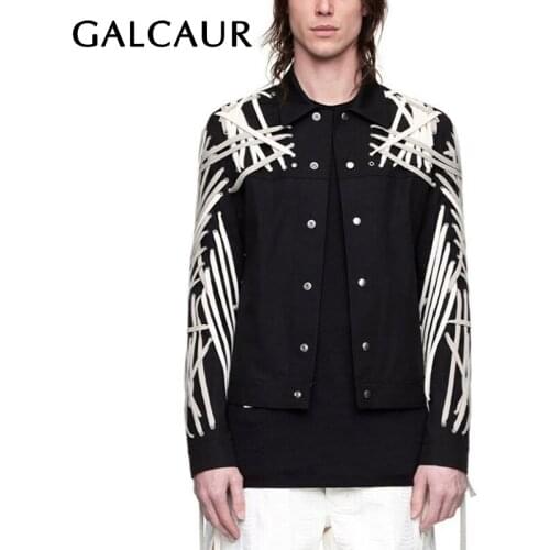 GALCAUR Patchwork Bandage Jackets For Women Lapel Long Sleeve Hit Color High Street Streetwear Coats Female 2021 Autumn Clothing