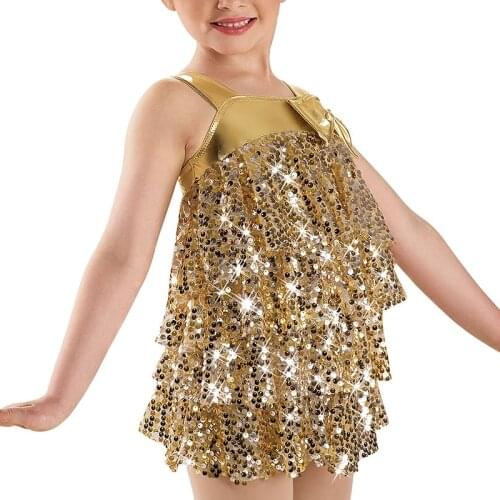 MiDee Tires Sequins Dancing Dresses Four Layers Sequins Dresses Stage Performance Discount Dancewear