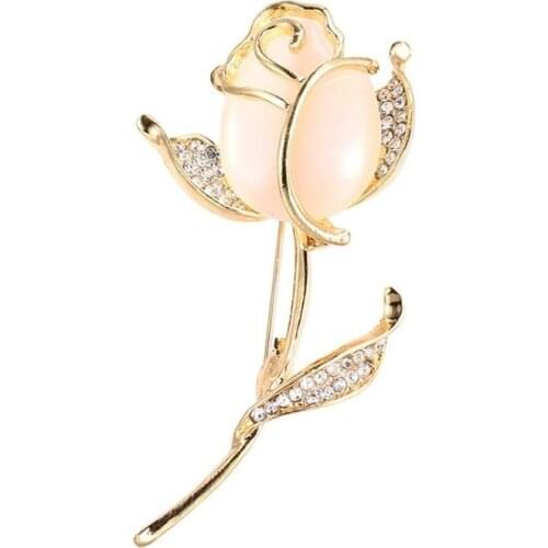 Fashion High End Exquisite White Opal Rose Flower Ladies Brooch