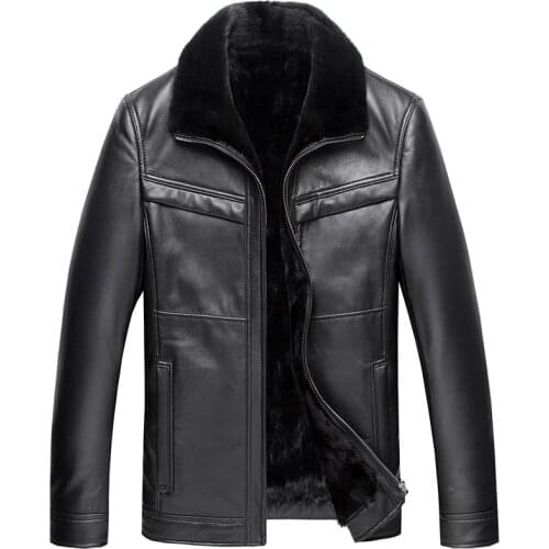 Genuine Leather Jacket Men Sheepskin Real Leather Jacket Mink Fur Coat Plus Size Mens Winter Leather Jacket Casaco SD9052 YY1141