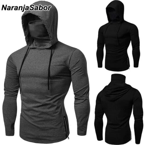 NaranjaSabor Mens Masked Hoodies New Spring Summer Light Breathable Long Sleeve Casual Hooded Sweatshirt N732