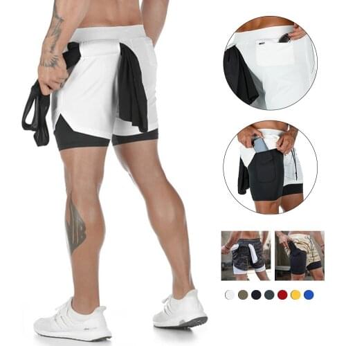 2021 Camo Running Shorts Men 2 In 1 Double-deck Quick Dry GYM Sport Shorts Fitness Jogging Workout Shorts Men Sports Short Pants