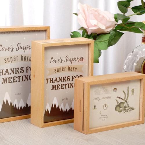 New Creative Wooden Photo Frame Piggy Bank Ornaments Home Fun Decoration Childrens Coin Bank Storage Money Box Birthday Gifts