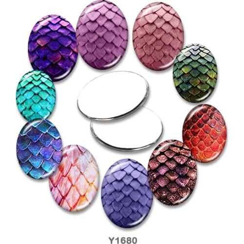 Scale pattern Oval glass cabochon 13x18mm/18x25mm/30x40mm flat back Making findings TRY1680