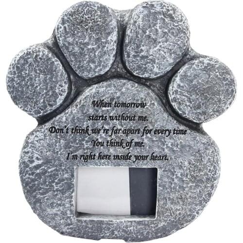 Pet Memorial Stones for Loss of Pet Gifts Paw Print Shaped Tombstone Pet Dog Cat Grave Photo Frame Memorial Gifts