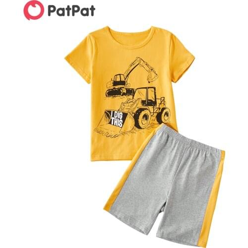 PatPat 2021 New Summer 2pcs Kid Boy Short-sleeve Cotton Shorts Suit casual Suits