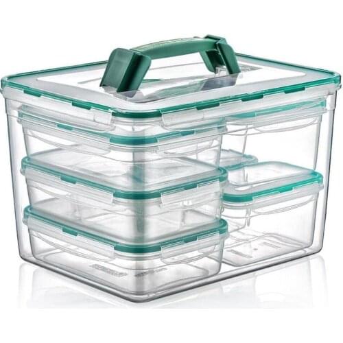 Plastart Fresh Box Locked Storage Container 8 Pieces Microwave, dishwasher and freezer storage container