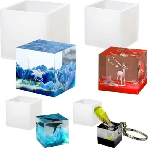 Mix 20/25/35/50/60mm Resin Mold Transparent Silicone Mold Square UV Epoxy Resin Moulds For DIY Jewelry Handmade Making Tools