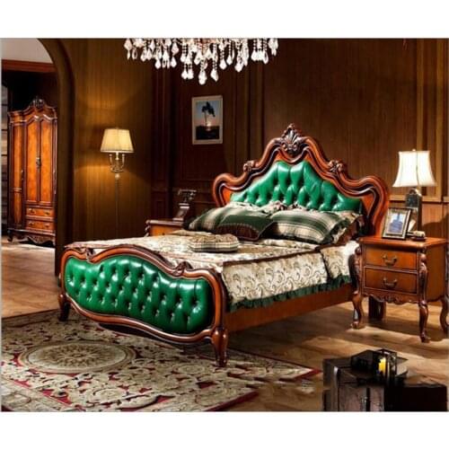 Modern American solid wood country style Fashion bedroom set furniture d1415