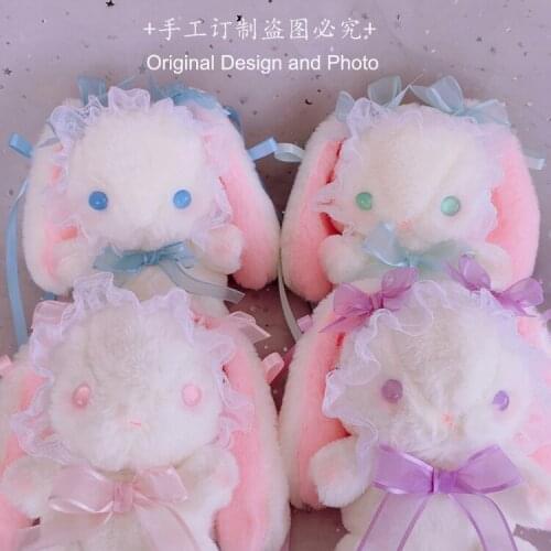 Hand-made Lolita rabbit bag bear bag Japanese soft girl cute plush messenger bag drooping ears rabbit bag