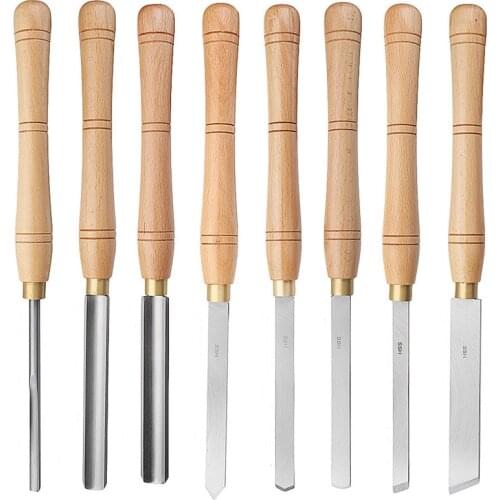 DANIU High Speed Steel Lathe Chisel Wood Turning Tool With Wood Handle Woodworking Tool 8 Types Durable