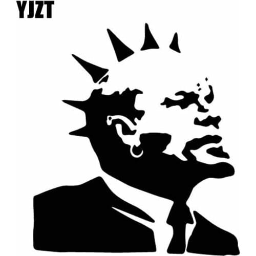 YJZT 14CM*15.8CM Vinyl Decal Punk Rock Vladimir Ilyich Ulyanov Head Portrait Car Sticker Black/Silver C27-0220