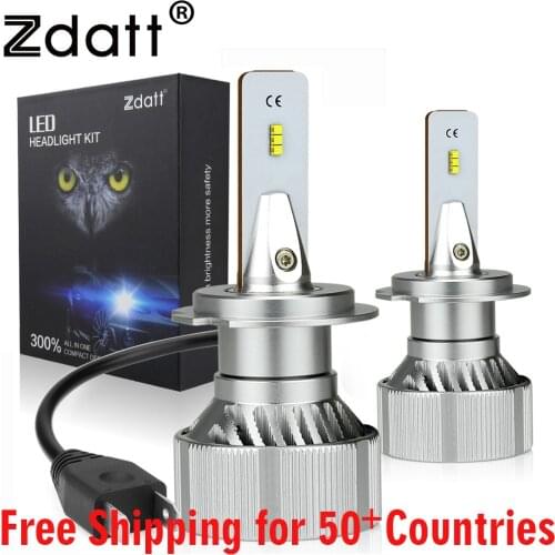 Zdatt 2pcs 20000LM H1 H11 H7 H4 Led Headlight Car Bulbs H8 HB3 HB4 Canbus 100W 6000K 12V ZES Chip Turbo Cool Mini Auto Lights