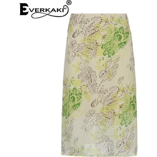 Everkaki Floral Print Long Skirts Women Summer with Lining Green Elegant Casual Oversize Boho Midi Skirt Female 2021 Chic Bottom