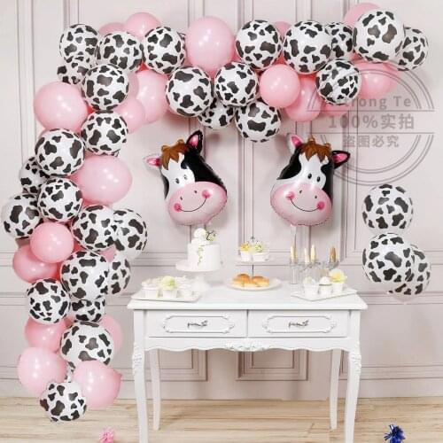 1set Cow Animal Foil Helium Balloons Garland Kit Arch Latex Air Globos Birthday Theme Party Baby Shower Decorations Kids Toys