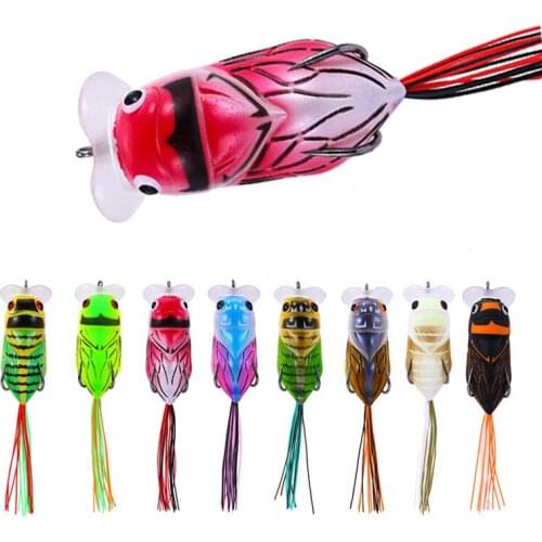 12.1g 60mm Soft Baits Fishing Lure Frog Cicada Popper Froggy Popper Artificial Topwater Silica Gel Snakehead Insect Fish Lure