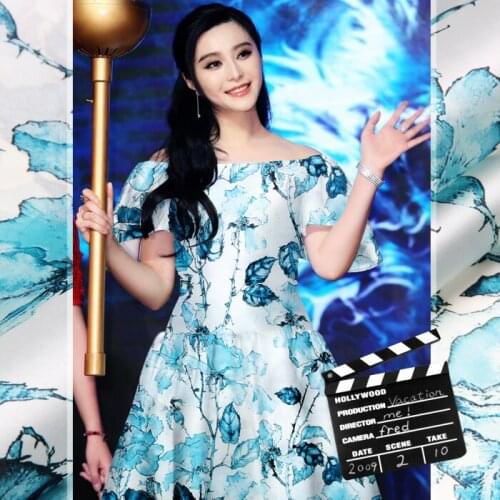 135 cm printed silk organza fabric 14 mm crisp silk fabric for dress micro-perspective dress fabric wholesale silk cloth