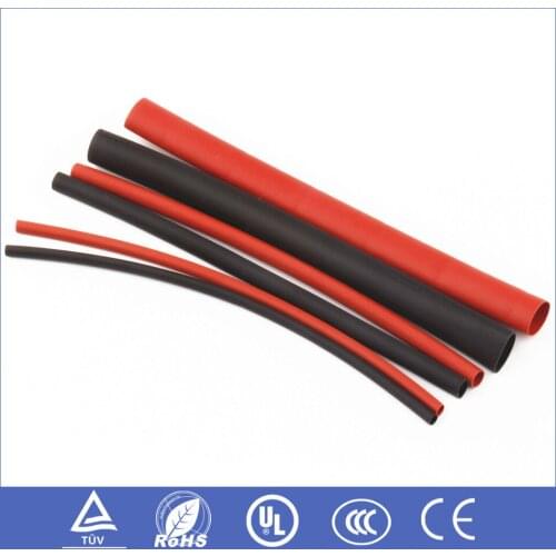 190Pcs 3 Sizes Black Red Polyolefin 2:1 Heat Shrink Tubing Sleeving Wire Wrap