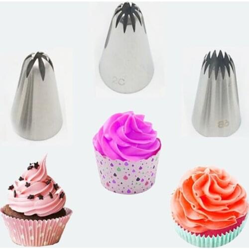 3PCS Rose Flower Cupcake Nozzles Cake Icing Baking Tips Decoration Tool Kitchen Handmade Dessert Diy Cake Mold 2D# 2C# 6B