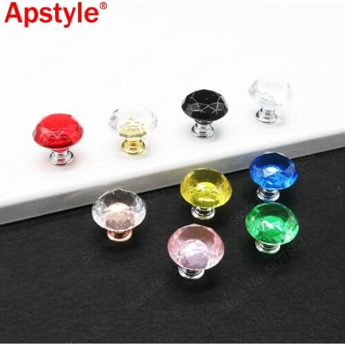 30mm Diamond Shape Design Crystal Glass Knobs Cupboard Pulls Drawer Knobs Kitchen Cabinet Handles Furniture Handle Hardware