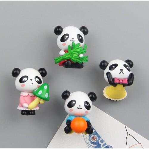 4PCS Cute Panda Fridge Magnets Sticker Toy Refrigerator Decoration Holder Home Decor Children Birthday Gifts Cartoon Panda Doll