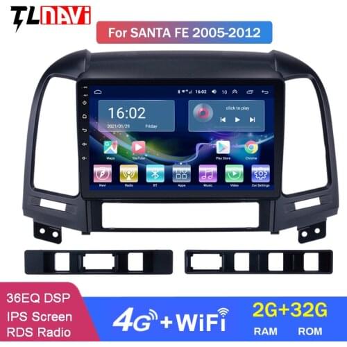 4G LTE 2G RAM 9 Inch Android 10 Car Multimedia GPS Radio Stereo For Hyundai Santa Fe 2005-2012 Car Video Navigation
