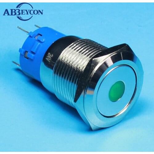 5pcs/Lot IB 1924 19mm Flat round head momentary/latching dot lamp red/green 12v waterproof push button switch