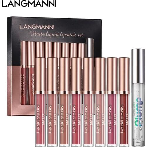 8PCS Lip Glaze Velvet Matte Lipstick Waterproof Long Lasting Smooth Texture Not Stick Ccup Lip Glaze Full Color Maquiagem TSLM1