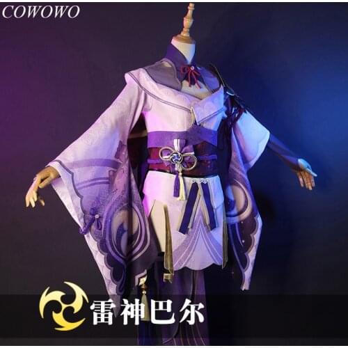 Anime! Genshin Impact Shogun Raiden Combat Gear Lovely Uniform Cosplay Costume Halloween Party Role Play Suit For Women 2021 NEW