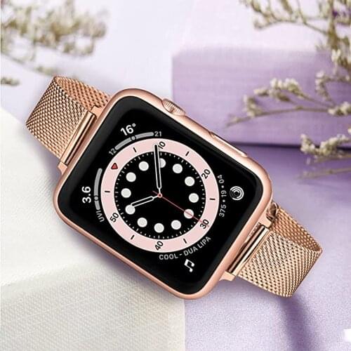 Bracelet for Apple Watch Band Series 6 SE 5 4 3 Slim Stainless Steel Mesh Strap for iWatch 40mm 44mm 38mm 42mm Women Men Bands