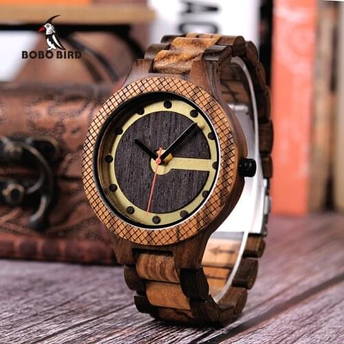 BOBO BIRD Timepieces Men Wooden Watch with Dial Sport New Design Wristwatch Relogio Masculino in Wooden Box Accept Drop Shipping