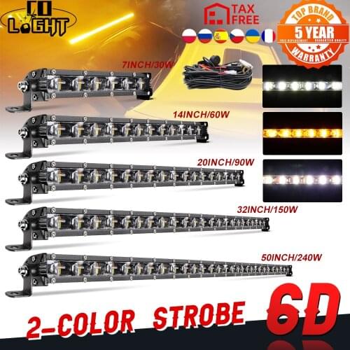 CO LIGHT 50 inch 240W Off Road LED Light Bar Combo Beam Single Row Flash LED Work Light For LADA UAZ 4x4 4WD SUV VAZ Automobile